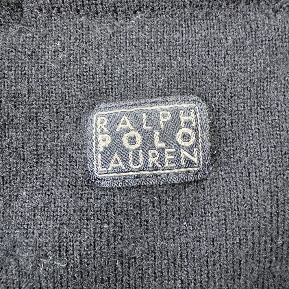 Polo Ralph Lauren Sweater Mens XL Navy Blue Wool Blend Full Zip‎ Grandpa Classic